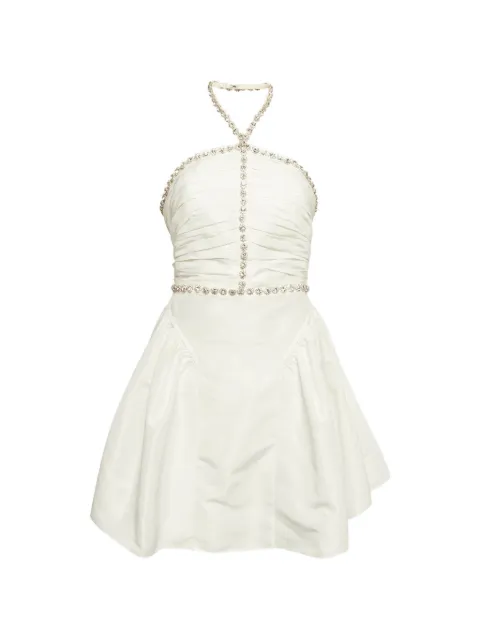 Self-Portrait diamante-trim taffeta mini dress Neutrals 1303278