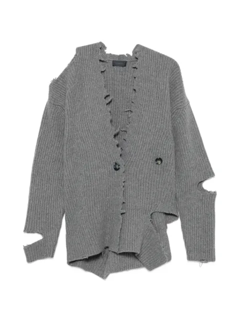 Haikure distressed ribbed cardigan Grey HEW07118MC078PX