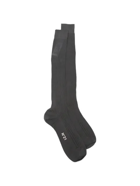 Nº21 ribbed-knit logo-print socks Grey 26EN2S163116970