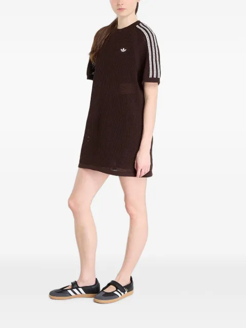 adidas crochet-knit 3-Stripes dress Brown KE0203
