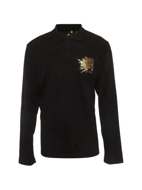 Versace Jeans Couture logo tiger-print polo shirt Black 1346531