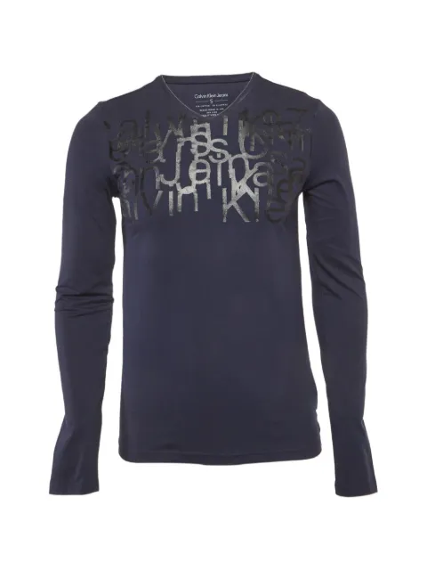 Calvin Klein logo-print V-neck sweater Blue 1290503