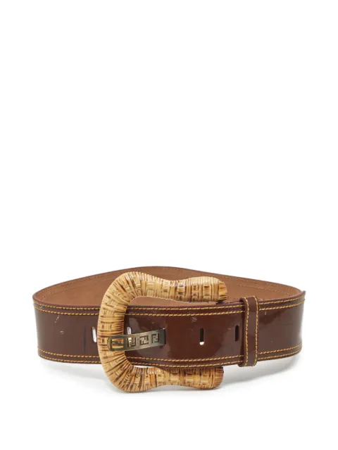 Fendi Pre-Owned raffia-woven buckle belt Brown 1324573