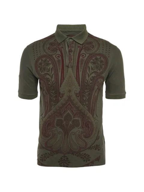 Etro Pre-Owned paisley-print pique polo shirt Green 1288575