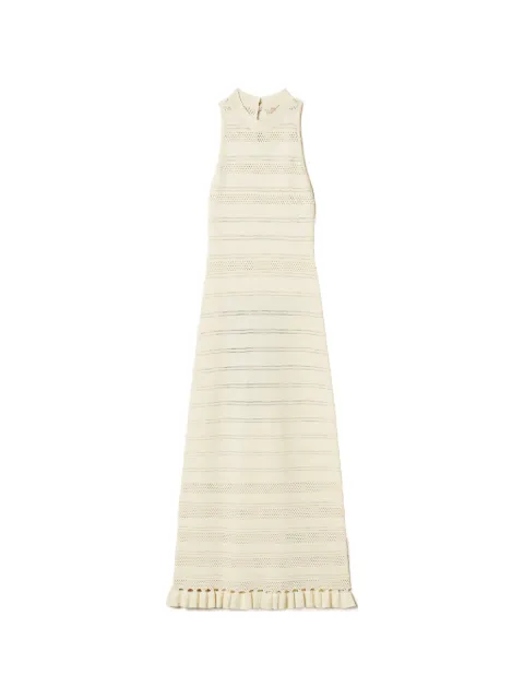 TWINSET long turtleneck knit dress with ruffles Neutrals 261TQ3010