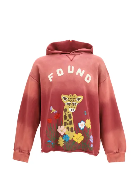 FOUND Giraffe logo-embroidered hoodie Red FOPF26HO01520