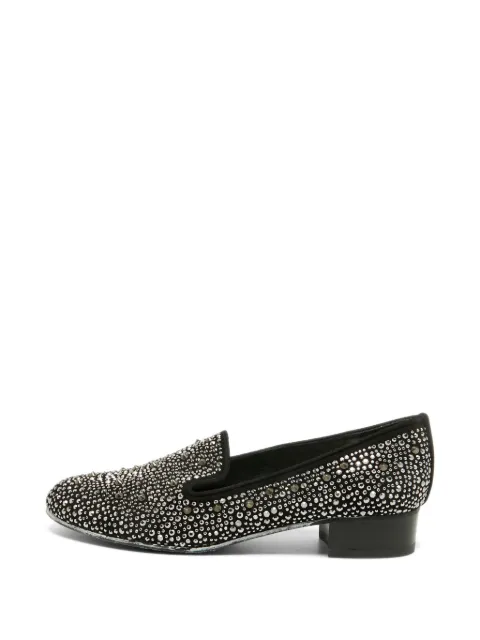 Stuart Weitzman Slipbead crystal-embellished suede loafers Black 1342925