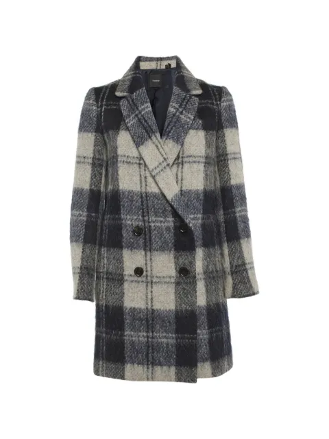 Theory plaid-pattern double-breasted wool coat Blue 1312824