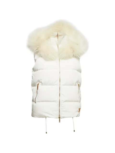 Celine Pre-Owned quilted faux-fur trim gilet White 1308532