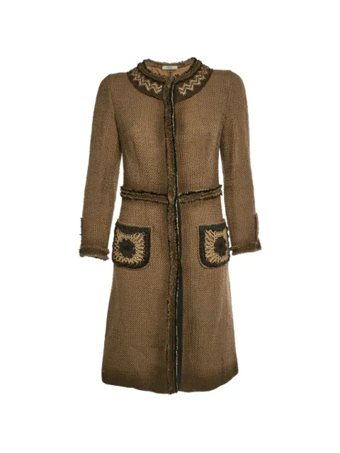 Prada Pre-Owned bead-embellished tweed coat Brown 1324127