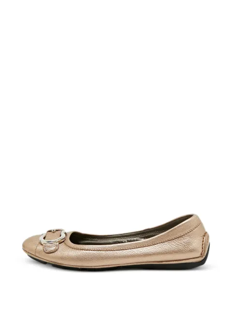 Ferragamo Pre-Owned Gancini buckle ballet flats Gold 1326775