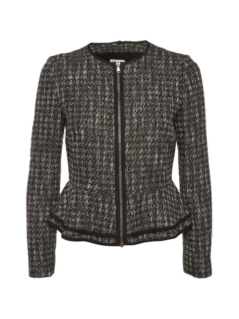 Red Valentino Vintage tweed peplumzip-up jacket Black 1313212