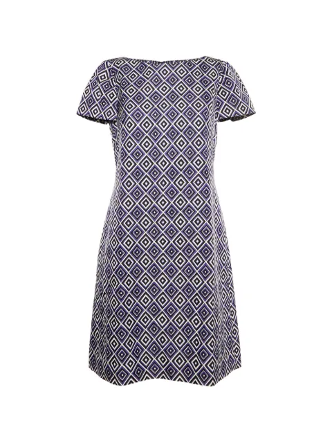 Prada Pre-Owned diamond tile-print shift mini dress Purple 1320633