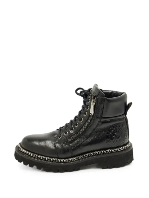 Balmain Pre-Owned chain-link combat boots Black 1259662
