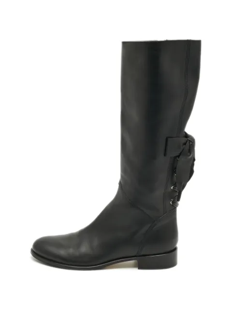 Valentino Garavani Pre-Owned lace-up knee-length boots Black 1313223