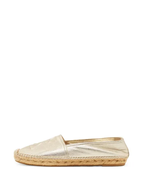 Saint Laurent Pre-Owned Cassandre leather espadrille flats Gold 1314813