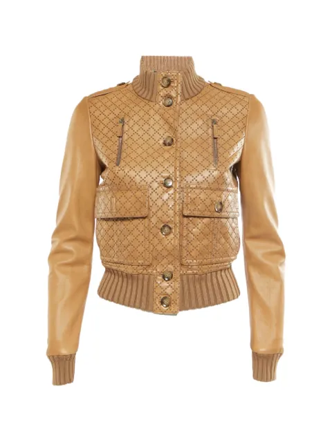 Gucci Pre-Owned perforated leather bomber jacket Neutrals 1315398