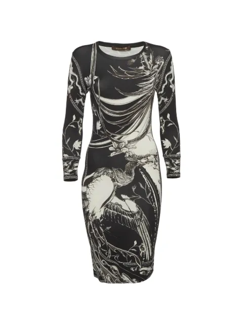 Roberto Cavalli Vintage graphic-print long-sleeve dress Black 1309700