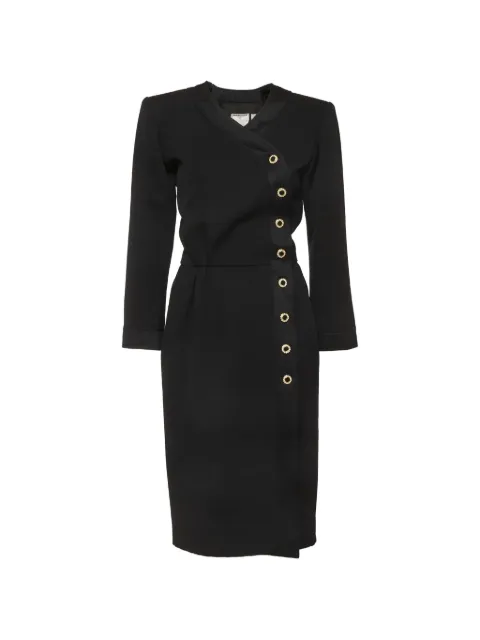 Saint Laurent Pre-Owned wrap-detail midi dress Black 1293236