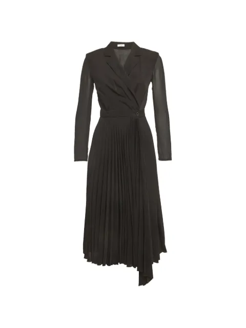 SANDRO plissé wrap-style midi dress Black 1303287
