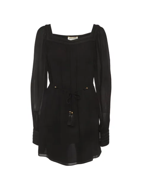 Saint Laurent Pre-Owned embroidered square-neck mini dress Black 1313120