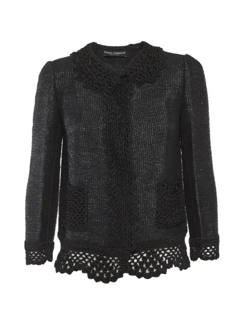 Dolce & Gabbana Pre-Owned lace-trim tweed jacket Black 1293131