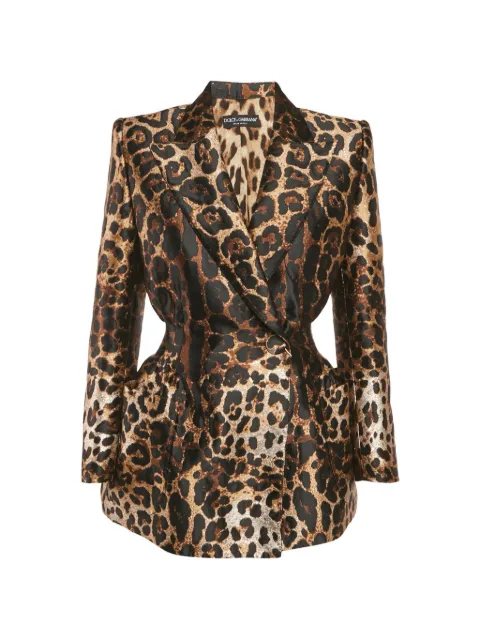 Dolce & Gabbana Pre-Owned leopard-print structured blazer Black 1271221