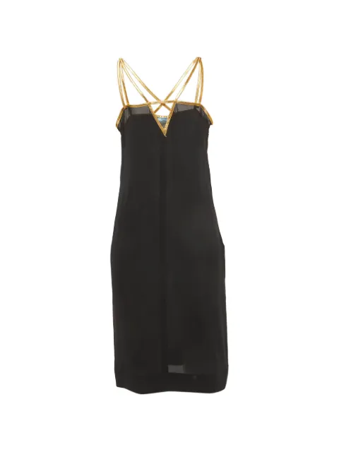 Prada Pre-Owned leather-trim silk mini dress Black 1292391