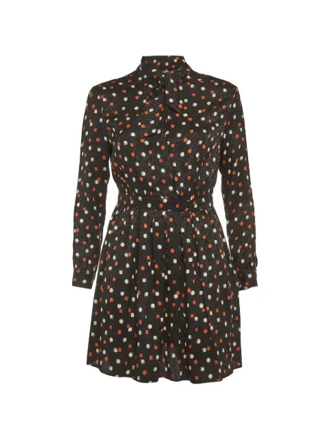 Saint Laurent Pre-Owned geometric-print silk mini dress Black 1312088