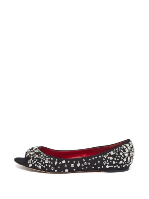 Moschino Pre-Owned crystal-embellished ballet flats Black 1301014