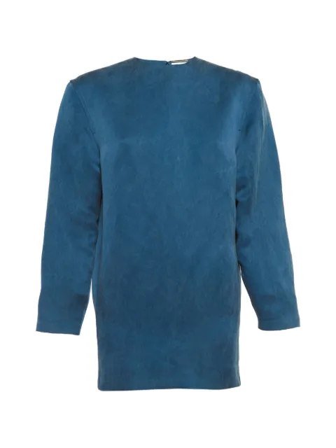 Saint Laurent Pre-Owned logo-detail silk mini dress Blue 1309133