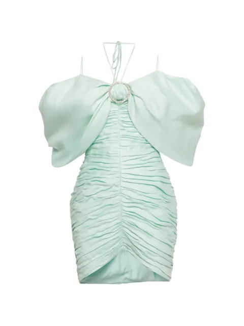 RASARIO ruched off-shoulder mini dress Green 1296020