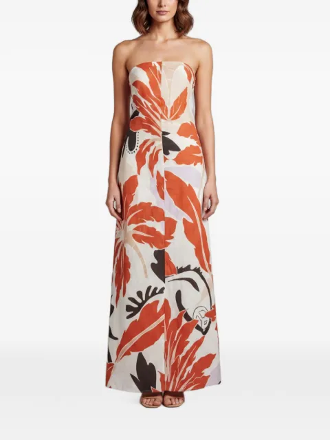 424 floral-print strapless maxi dress Neutrals 1346813