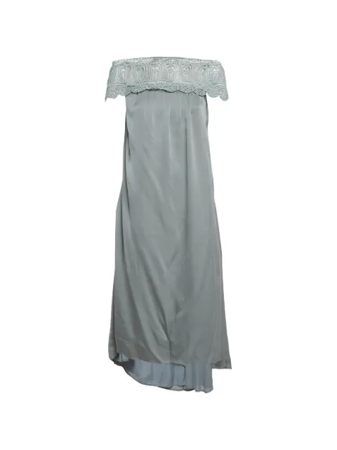 Self-Portrait lace-trim off-shoulder maxi dress Blue 1299954