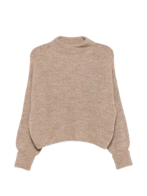 Closed ribbed-knit mock-neck sweater Neutrals C9623098722