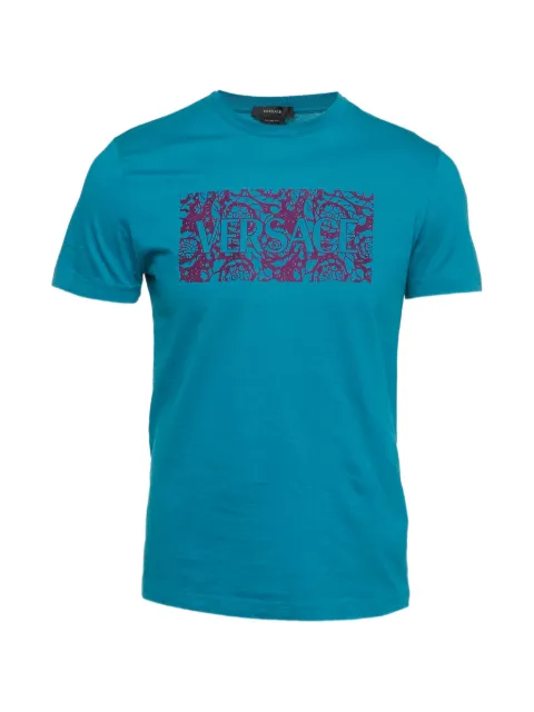 Versace Pre-Owned logo-print T-shirt Blue 1342436