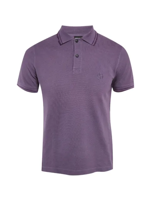 Giorgio Armani Pre-Owned GA embroidered polo shirt Purple 1290048