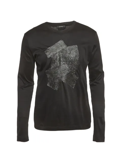 Versace Pre-Owned calf leathe- applique T-shirt Black 1304766