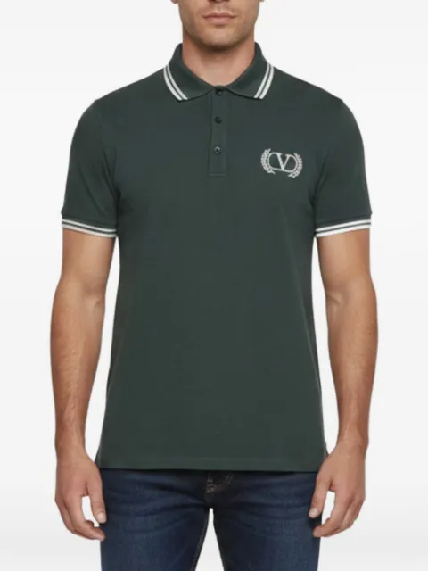 Valentino Garavani Pre-Owned Green Logo Embroidered Pique Knit Polo Green 1347916