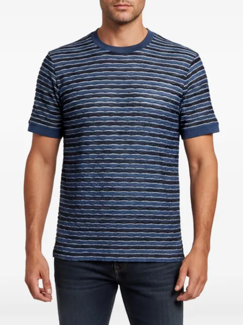 Giorgio Armani Pre-Owned striped-pattern T-shirt Blue 1343881