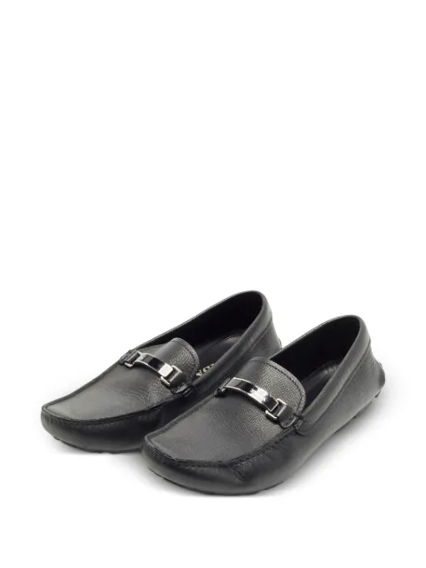 Prada Pre-Owned logo-detail leather driver loafers Black 1357622
