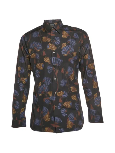 Prada Pre-Owned floral-print long-sleeve cotton shirt Black 1325081