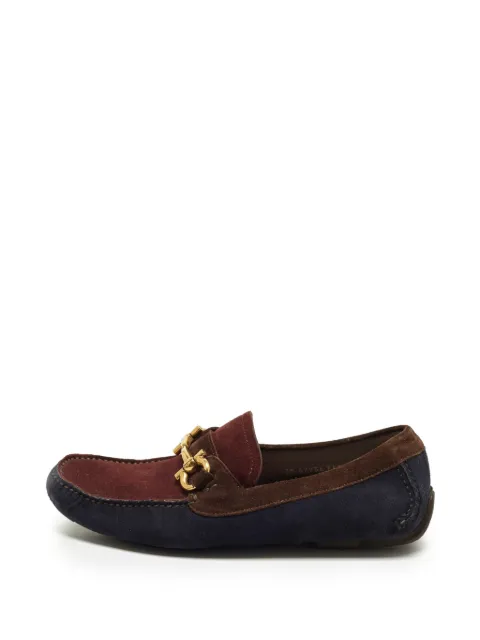 Ferragamo Pre-Owned Gancini suede loafers Blue 1314517