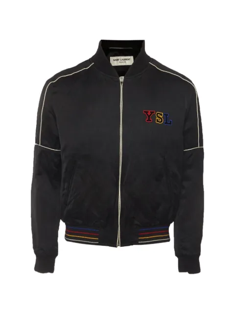 Saint Laurent Pre-Owned logo-embroidered bomber jacket Black 1337662