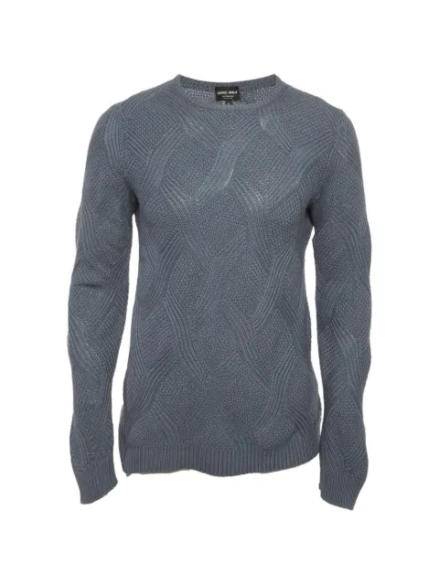 Giorgio Armani Pre-Owned patterned knit cashmere jumper Grey 1308743