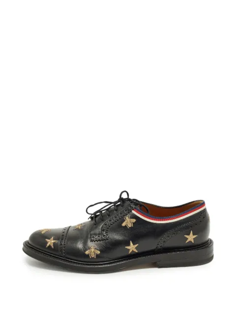 Gucci Pre-Owned Beyond star/bee embroidered derby shoes Black 1332916