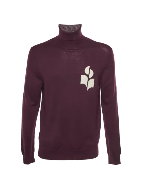 MARANT Enzo logo-intarsia fine-knit long-sleeved T-shirt Purple 1330854