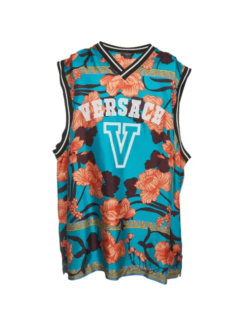 Versace Pre-Owned Acid Bouquet-print college-fit tank top Blue 1326661