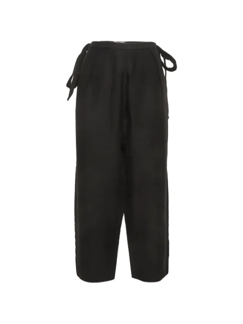 Saint Laurent Pre-Owned pleated side-tie straight-leg trousers Black 1305464