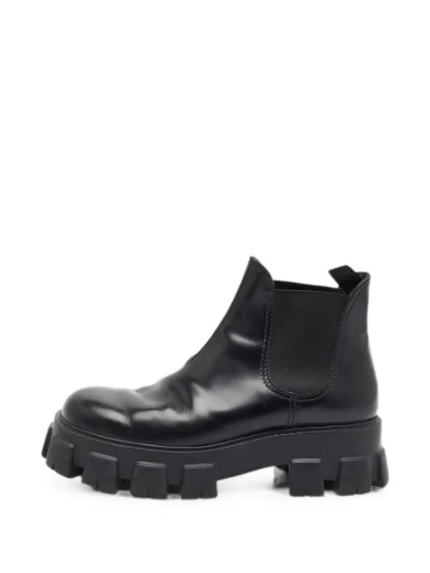 Prada Pre-Owned Monolith lug-sole chelsea boots Black 1339157
